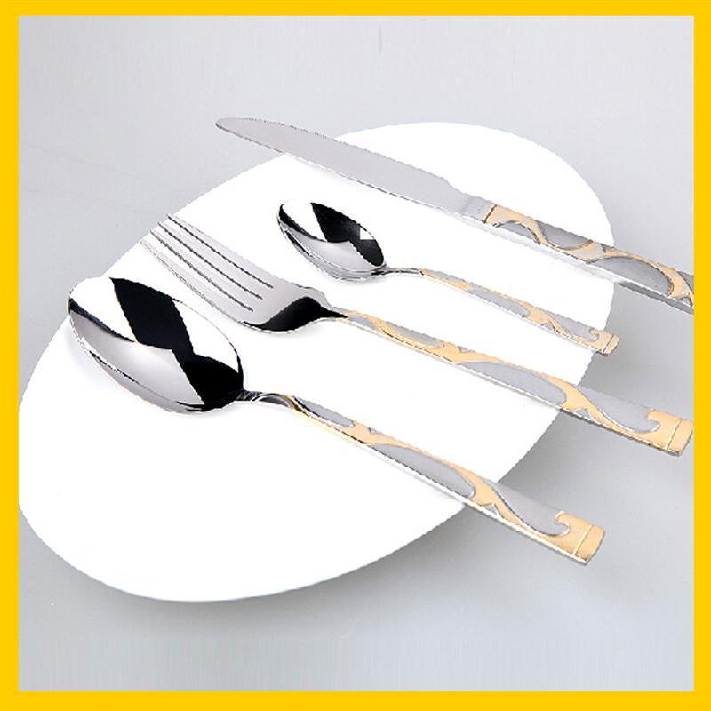 gold hotel for children stainless steel fork and knife and spoon cutlery sets