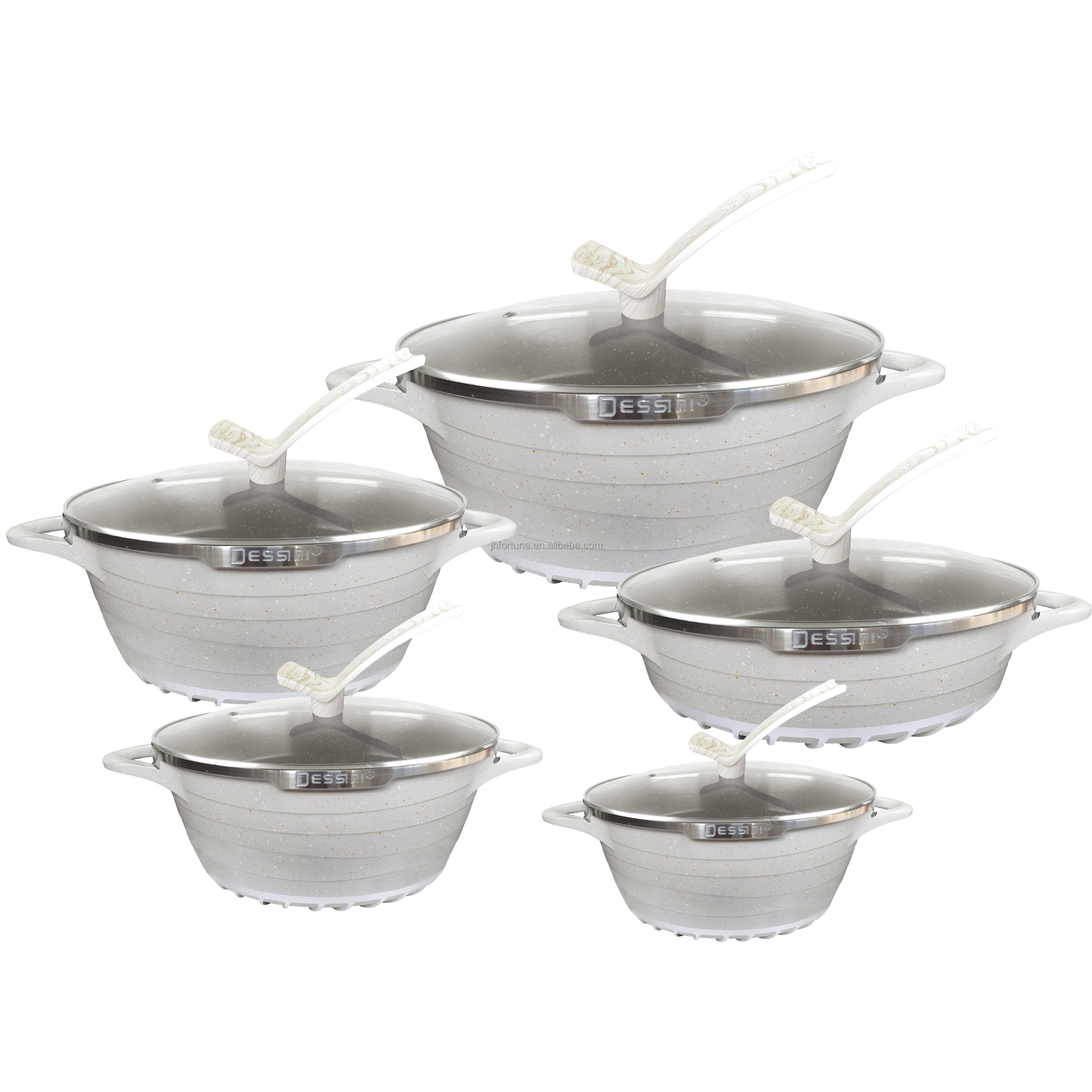 food grade aluminum ceramic 10PCS grill kitchen utensils non stick cookware set with heat resistant painting