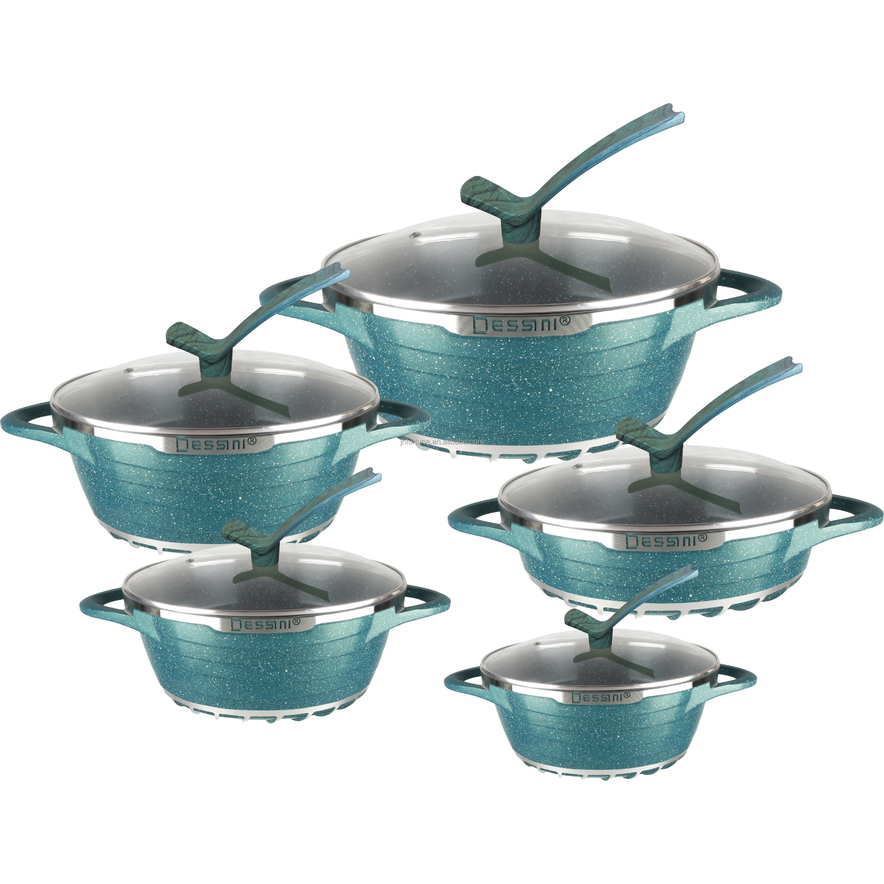 food grade aluminum ceramic 10PCS grill kitchen utensils non stick cookware set with heat resistant painting