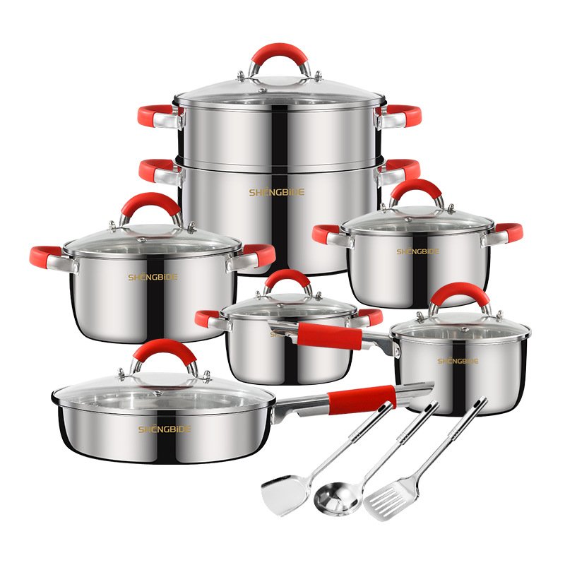 Stainless Steel Cookware Set 16 Piece Induction & Oven Safe Non-Toxic Best Professional Pots and Pans