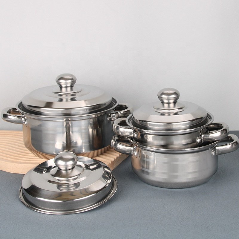 Sell well stainless steel pot set for kitchen multifunction cooking pot sets three-piece soup pot cookware sets