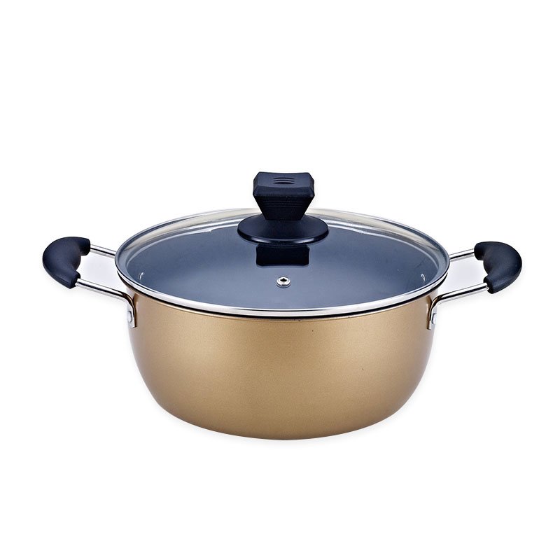 OEM luxury non-stick 3 pieces colored kitchemware cooking none non gold copper stick pot and pans set cookware set