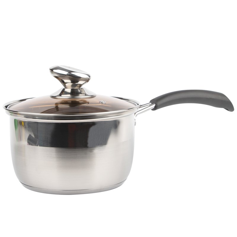 Wholesale new food grade stainless steel 18cm stainless steel soup pot with handle milk pot non stick cookware set