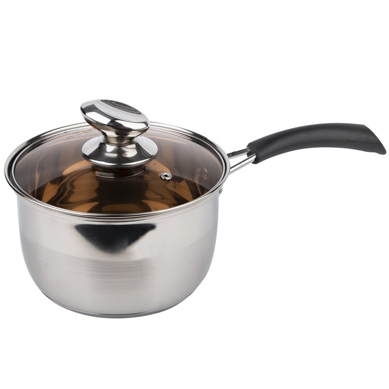 Wholesale new food grade stainless steel 18cm stainless steel soup pot with handle milk pot non stick cookware set