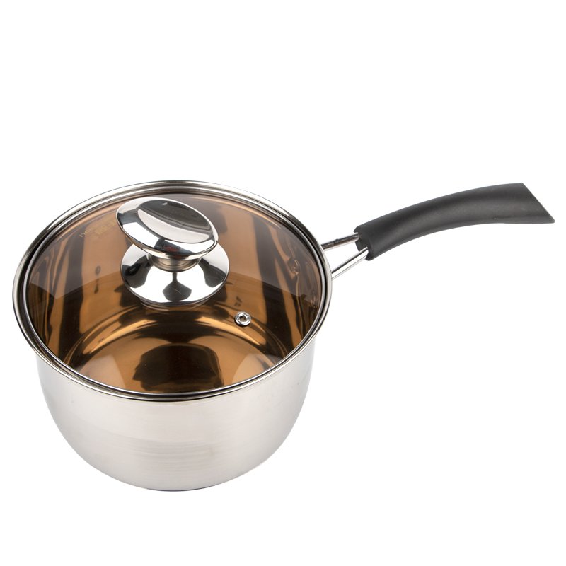Wholesale new food grade stainless steel 18cm stainless steel soup pot with handle milk pot non stick cookware set