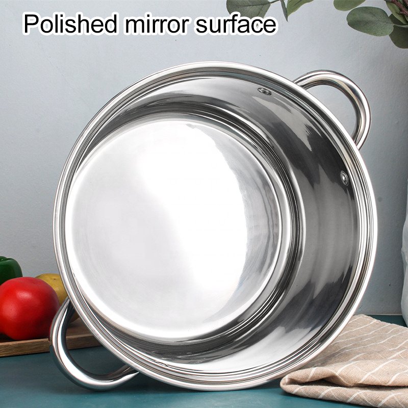 New Product Double Bottom Kitchen Ware Soup Pot Set 6pieces Stainless Steel Cookware Set With Glass Lid