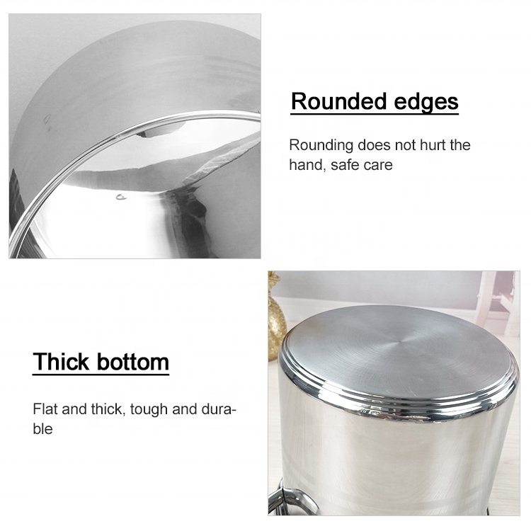 New Product Double Bottom Kitchen Ware Soup Pot Set 6pieces Stainless Steel Cookware Set With Glass Lid