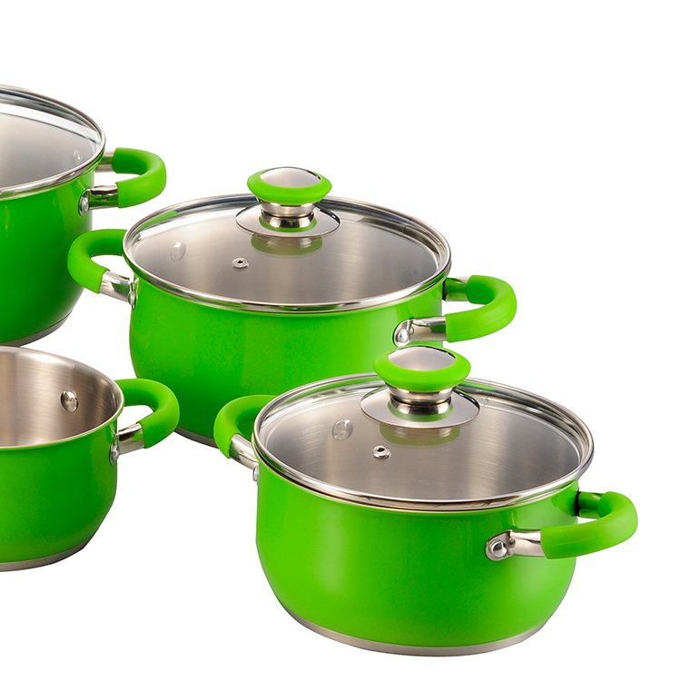 New Design 10 Pcs Stainless Steel Kitchen Cooking Cookware Set With Glass Lid