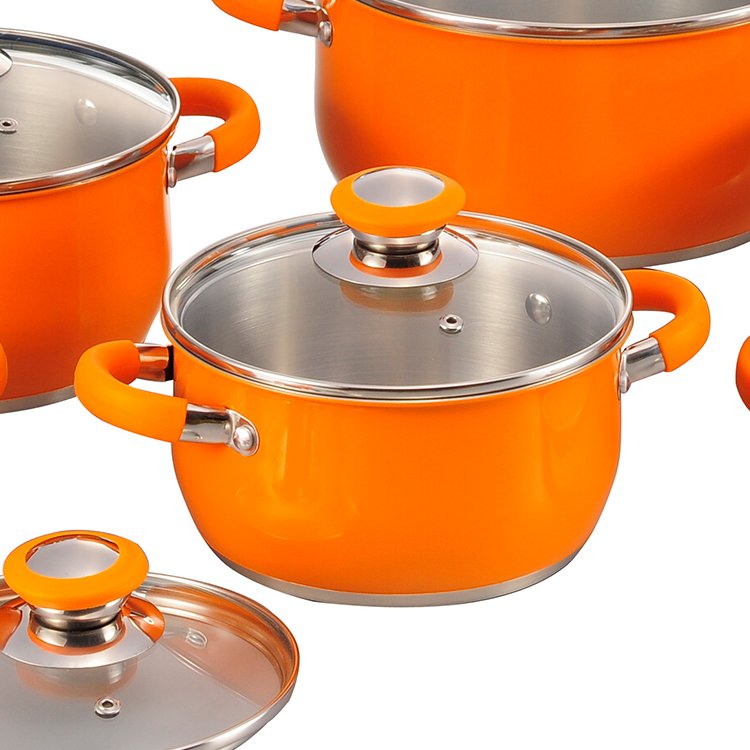 New Design 10 Pcs Stainless Steel Kitchen Cooking Cookware Set With Glass Lid