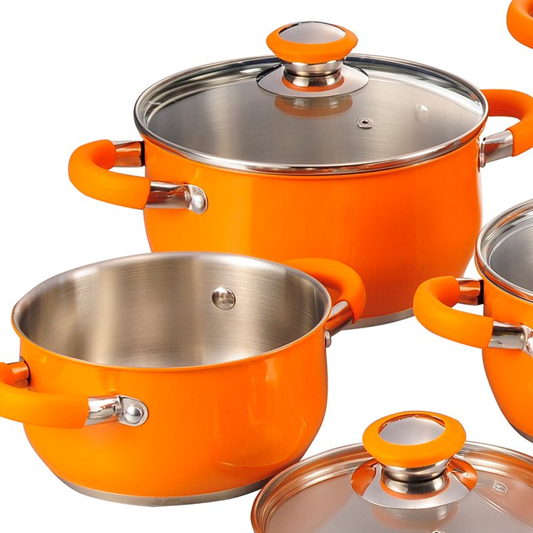 New Design 10 Pcs Stainless Steel Kitchen Cooking Cookware Set With Glass Lid