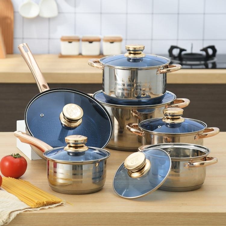 Tianxing Wholesale Customizable Utensils Kitchen Cooking Pot Set Non-Stick Pots And Pans Set 12 Pieces Cookware Sets