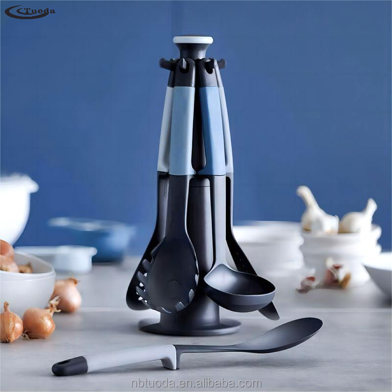 Unique Design Plastic Cooking Tools Gadgets 7pcs Colorful Handle Nylon Kitchen Utensils Set from China