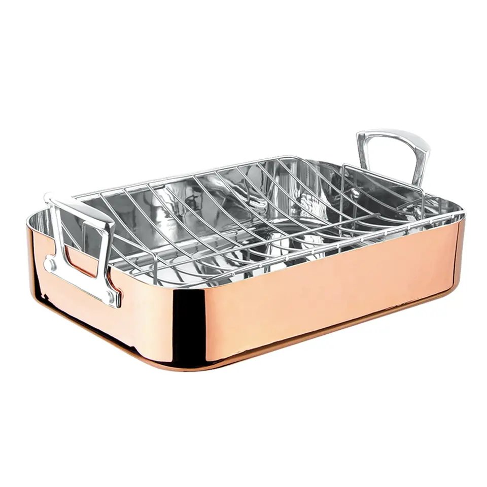 Turkey Triply Copper Roasting Pan With Rack