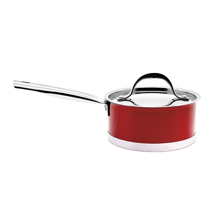 8pcs Stainless Steel Red Color Coating metal Cookware Set With Straight Shape Bottom