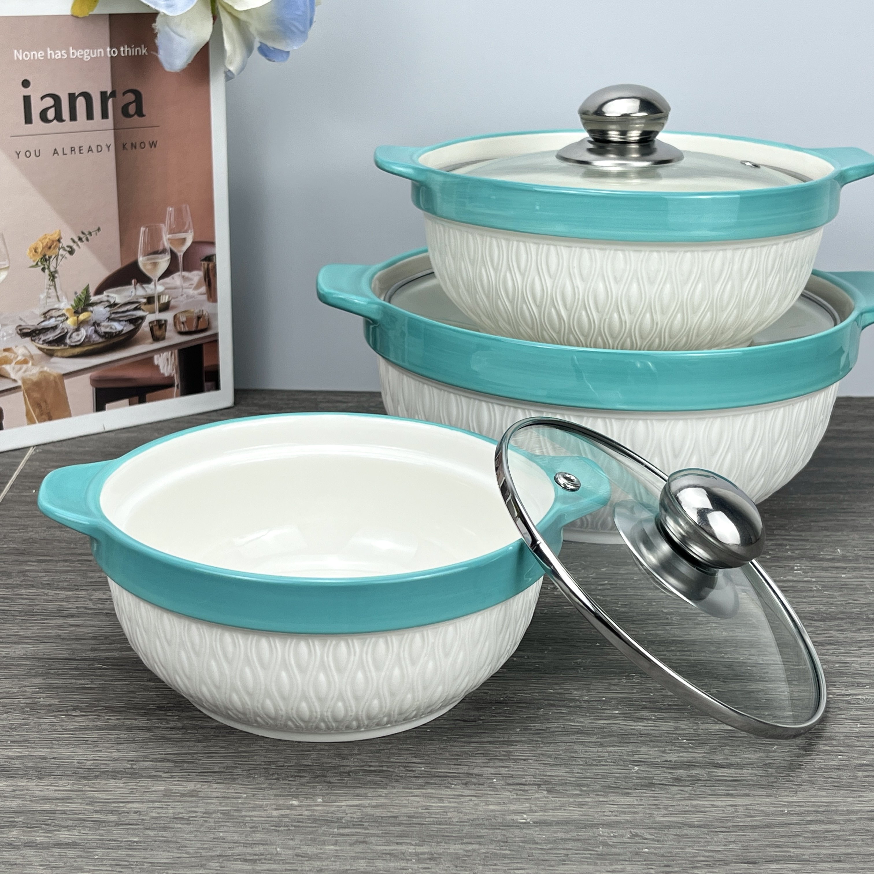 Kitchen Products Pot Supplies Items non stick Cookware Sets Dinnerware Utensils Ceramic Soup Pot Cooking Pot Sets