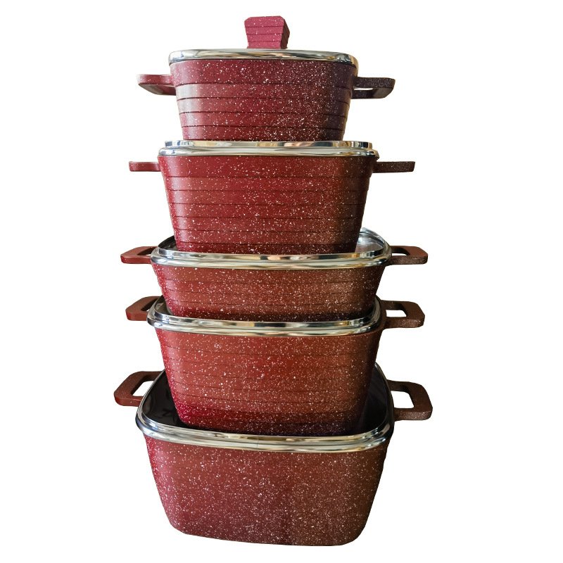 12 Pcs Pink Casseroles Soup Stock Pots Cast Iron Frying Pan Stainless Steel Cooking Pots And Pans Non Stick Cookware Sets