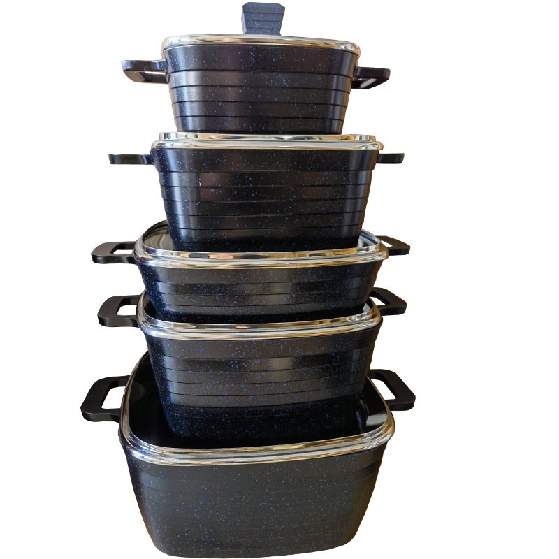 12 Pcs Pink Casseroles Soup Stock Pots Cast Iron Frying Pan Stainless Steel Cooking Pots And Pans Non Stick Cookware Sets
