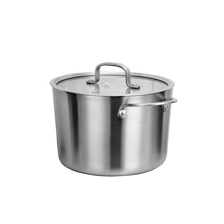 High Quality Tri-ply Stainless Steel 12Pcs Kitchen Cooking Pots And Pans Cookware Set with Glass Cover