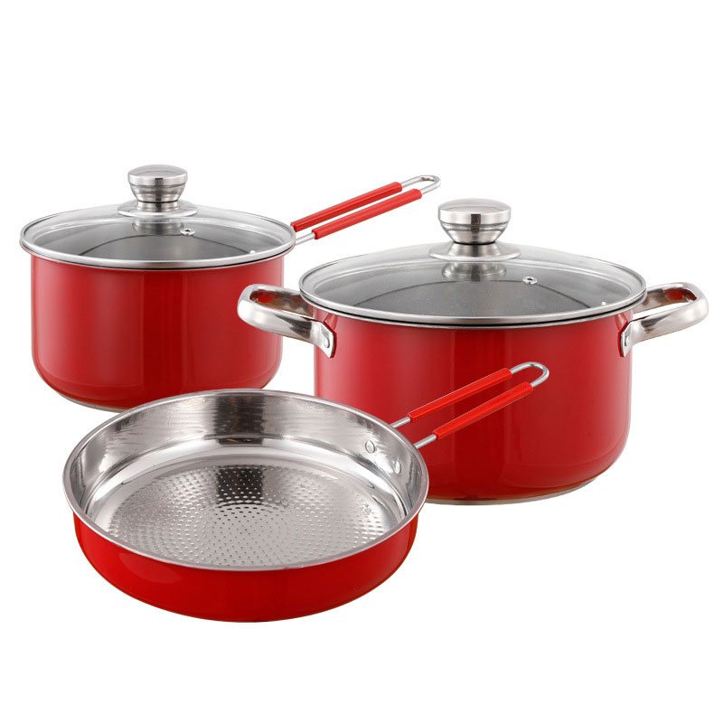 Drop Shipping Wok Stainless Steel Frying Pan Milk Pan Cooking Pot Set Soup Pan 6-piece Set Cookware Sets