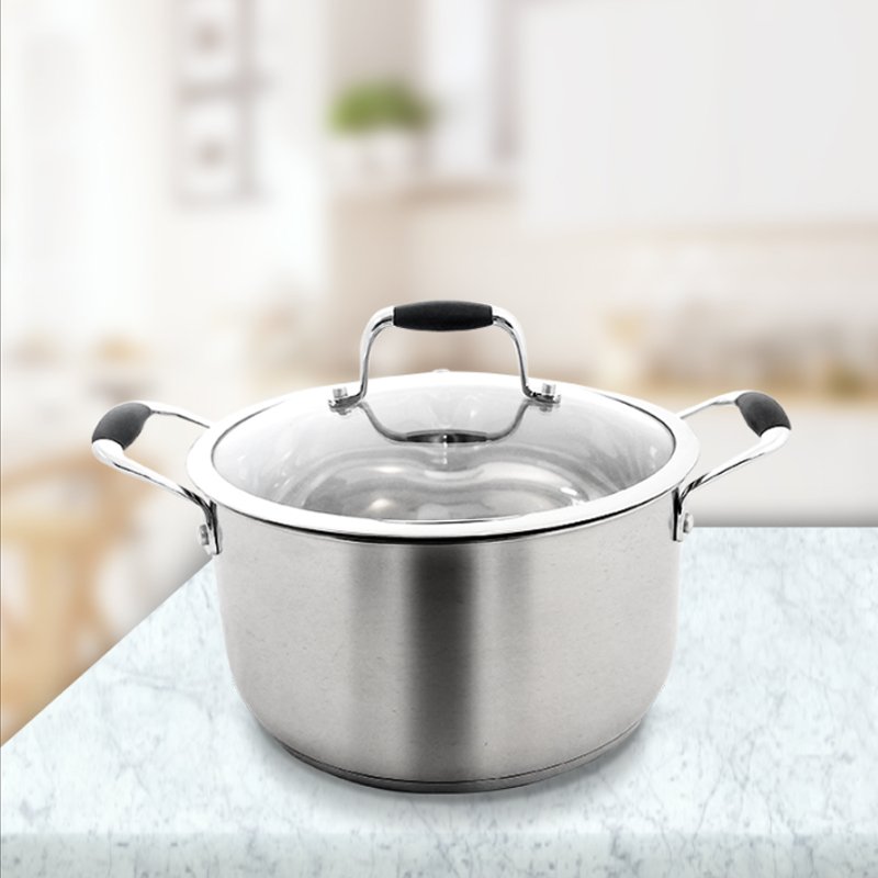 High Quality Home Kitchen Cooking Stainless Steel Utensils Wholesale Glass Lid Cookware Sets