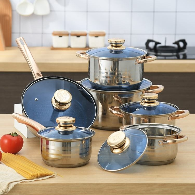 Wholesale 12pcs Non stick Stainless Steel cookware set Cooking Pots And Pans Nonstick Cookware Sets