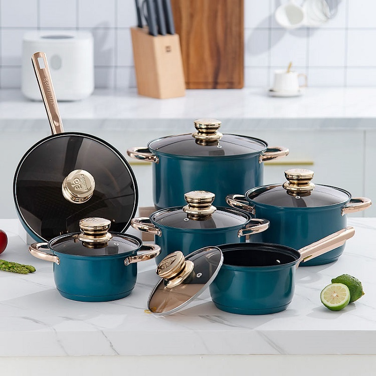 Wholesale 12pcs Non stick Stainless Steel cookware set Cooking Pots And Pans Nonstick Cookware Sets