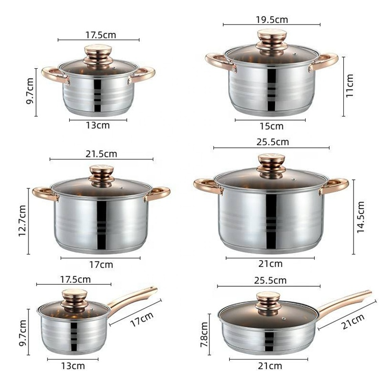 Wholesale 12pcs Non stick Stainless Steel cookware set Cooking Pots And Pans Nonstick Cookware Sets