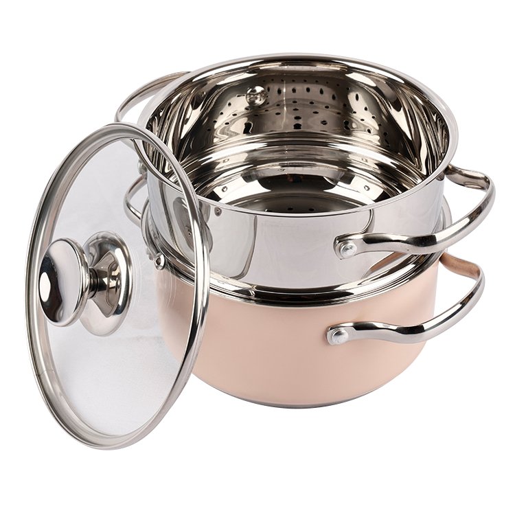 Customized Stainless Steel Kitchenware Non Stick Cookware Set Cooking Pot Set Induction Pink Pots And Pans