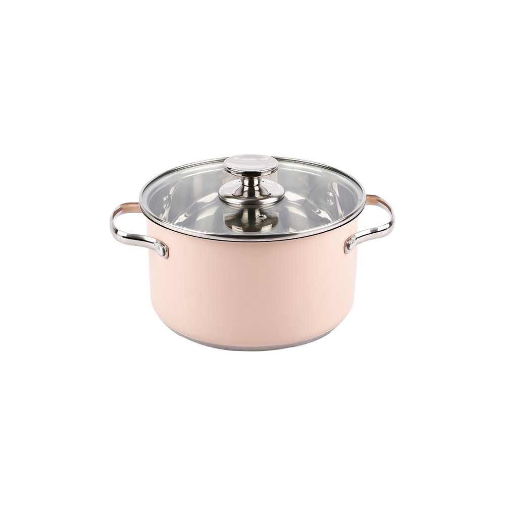 Customized Stainless Steel Kitchenware Non Stick Cookware Set Cooking Pot Set Induction Pink Pots And Pans