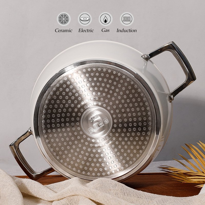 17pcs Non-stick Aluminium Ceramic Cookware Set Household Multi-functional Induction Pot and Pans Set With Stainless Steel Handle