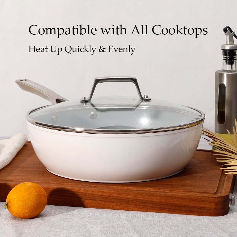17pcs Non-stick Aluminium Ceramic Cookware Set Household Multi-functional Induction Pot and Pans Set With Stainless Steel Handle