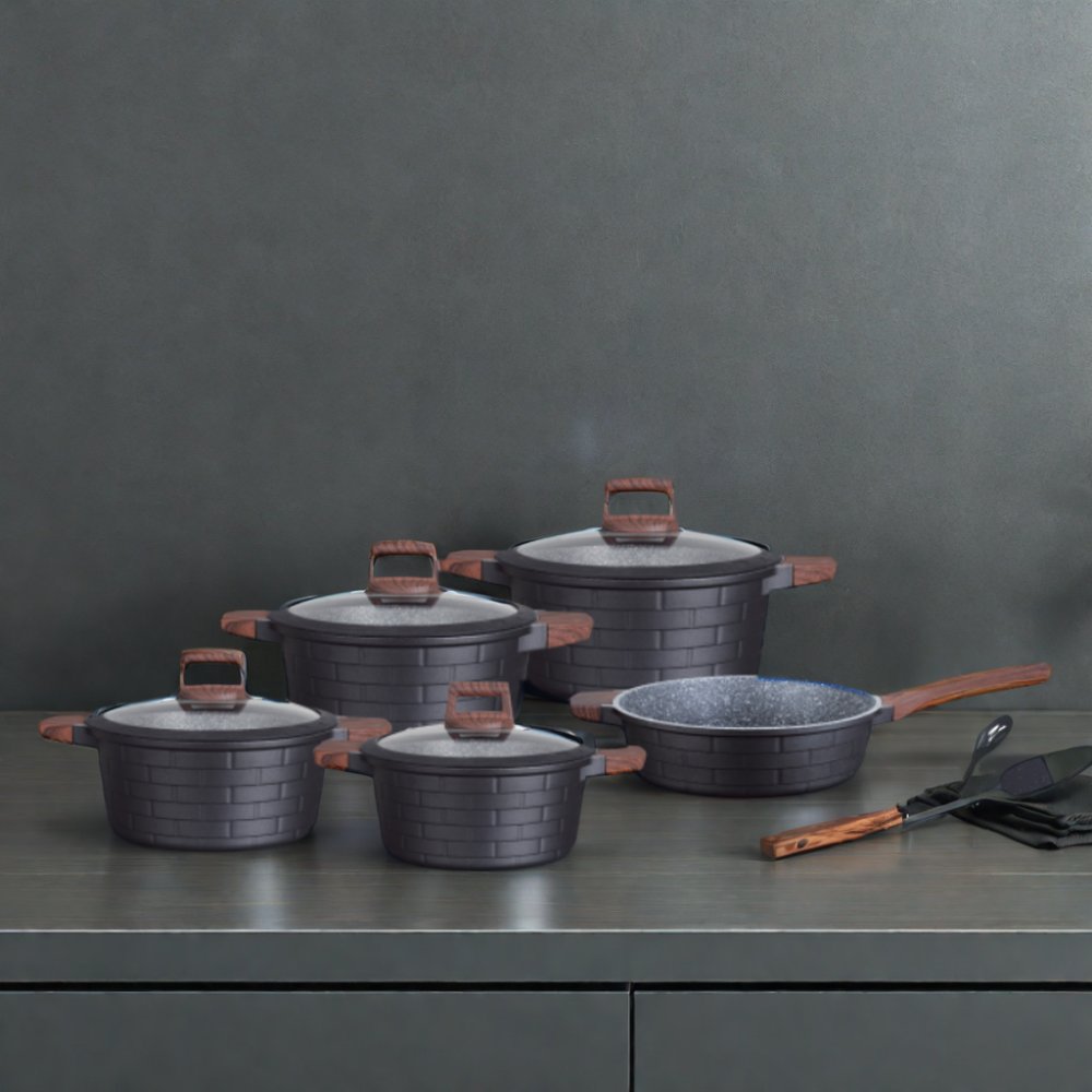13-Piece Non-Stick Silicone Lid Kitchen Cookware Set Sustainable Stock Pots for Home Use