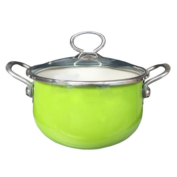 New design wholesale 5pcs glass cover enamel non-stick cookware sets