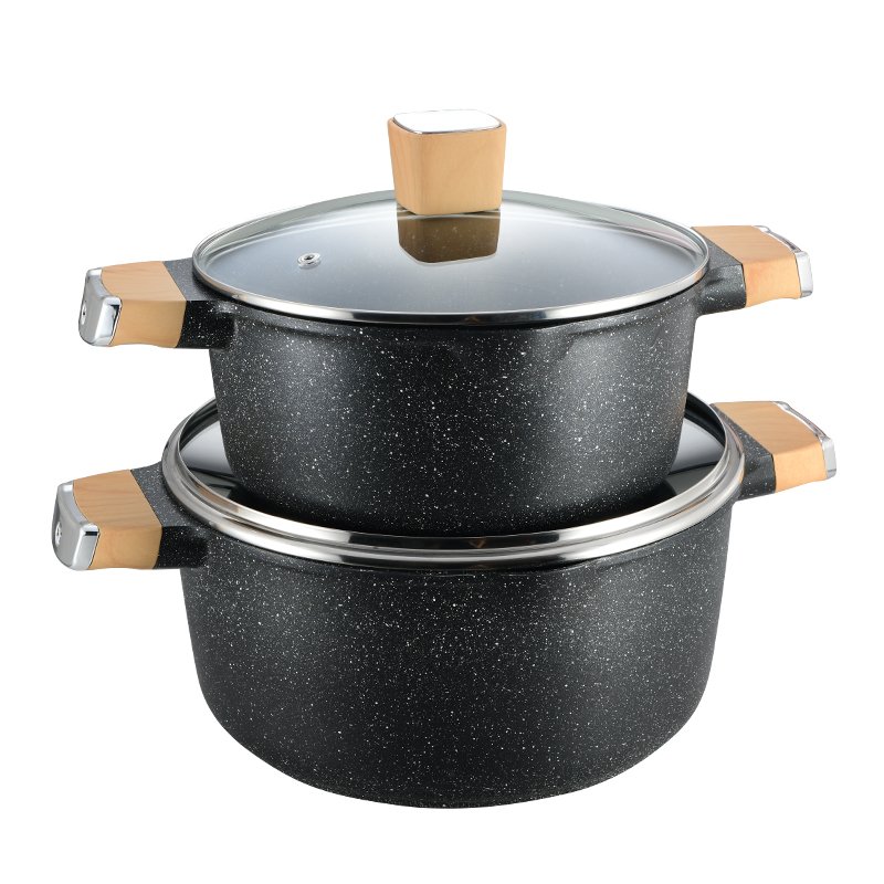 16-Piece Kitchen Cookware Set Aluminium and Glass Pots and Pans Including Casserole for Home Use