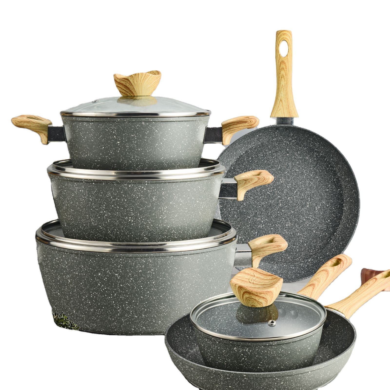 High Quality Kitchen Cookware Set Of Pots And Pans With Non-stick Coating Used For Frying Gas Stove Special Cooking Pot Set