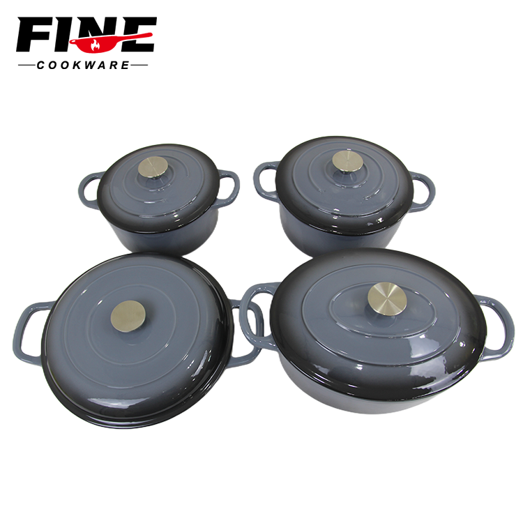 Home kitchen enamel coated cast iron non stick cooking pots cookware set