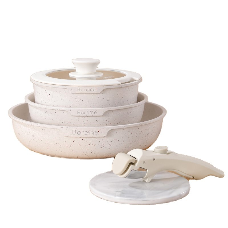 boreine nonstick granite cookware sets 5 pcs stone with silicone lid