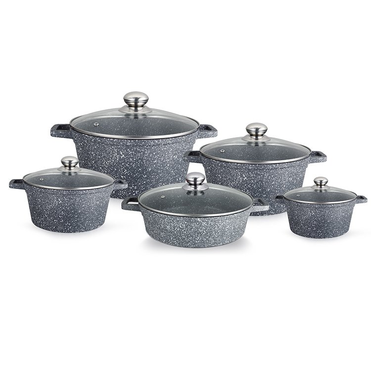 2024 Customizable Die Casting Aluminium Non Stick Dessini 10Pcs Kitchen Cookware Set