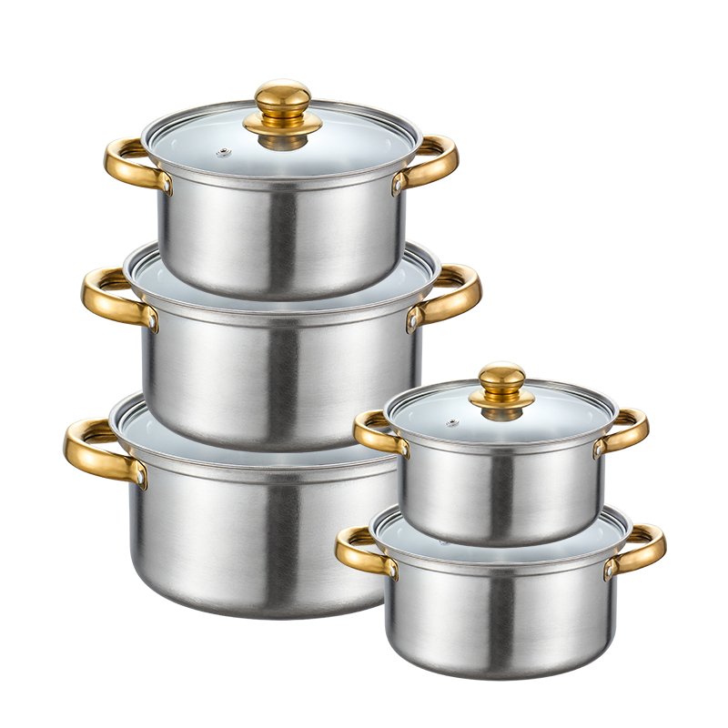 High Quality Stainless steel Cookware Set of 5 Piece Cooking Pot Set Home Kitchen Cookware soup & stock pots