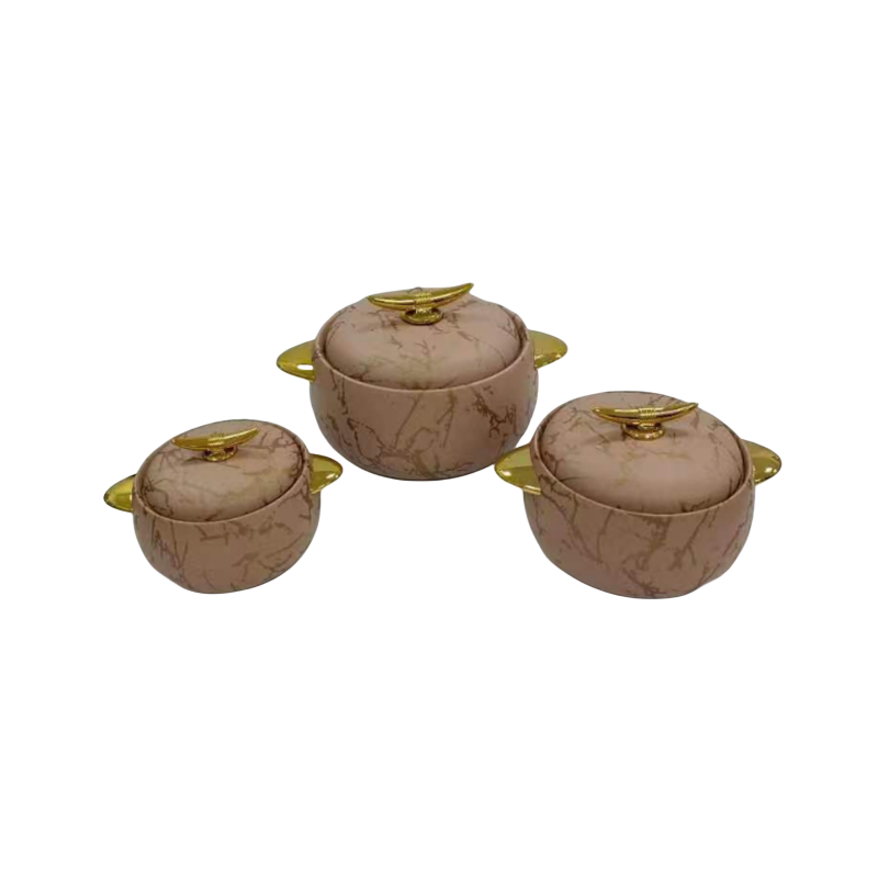 Hot selling 3pcs set hot pot food warmer set for heatable painting & Film covering 1L+2L+3.5L food warmer set casserole