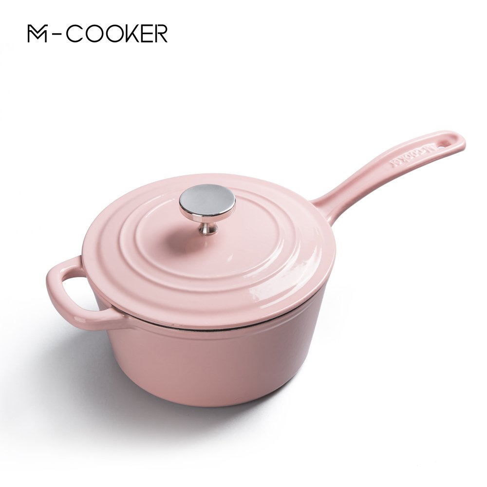 M-cooker kitchen cookware set pink cooking enamel pot cast iron casserole set