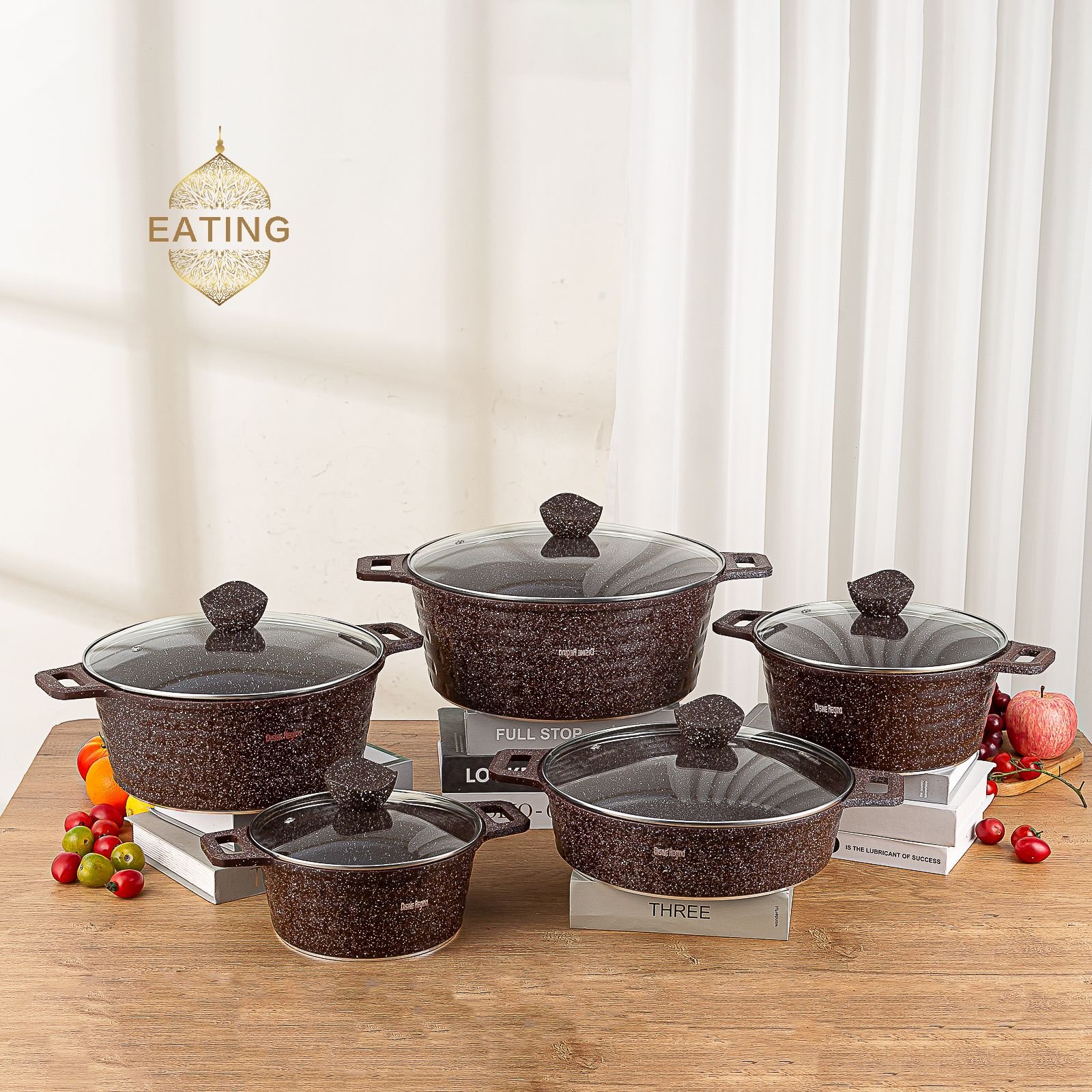 Non-Stick Wholesale Cookware Pan Coating 10 pieces Non-Stick Pots New Arrival Popular Cookware-Set Soup Pot Shallow Soup Pot