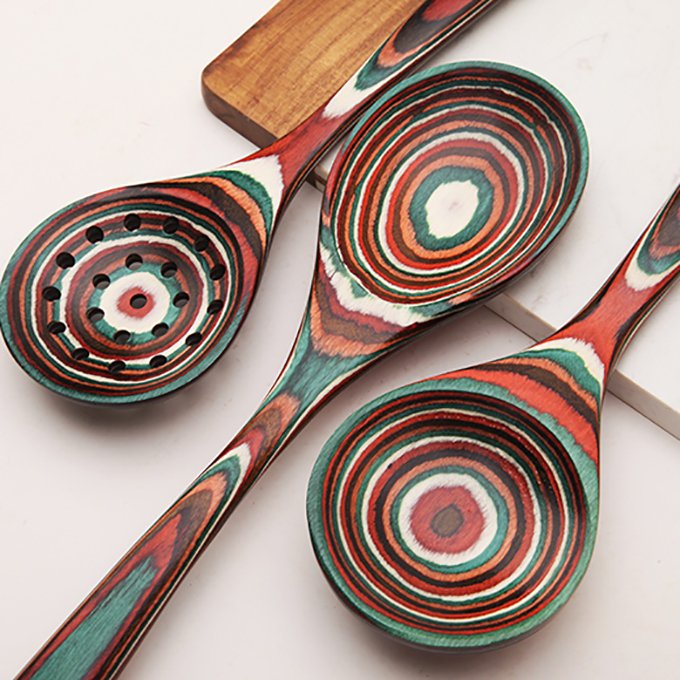High quality pakkawood Kitchen Utensil Set - 6 Piece Cookware Set with Wooden Measuring Spoons, Spatulas, Spoon, Spurtle