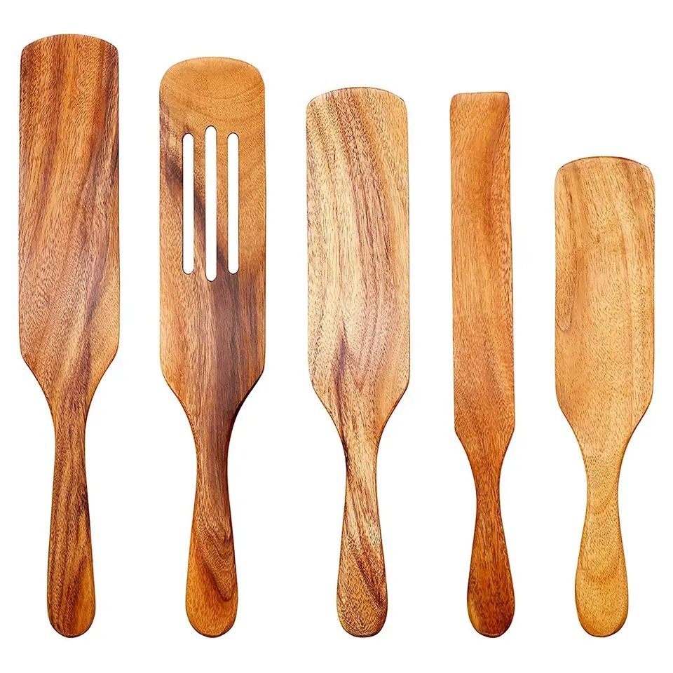 Metier New Arrival Factory Sale Wooden Kitchen Utensils 4 Piece Set Spatula Utensil Sets Natural Teak Wood Kitchen Utensil Set