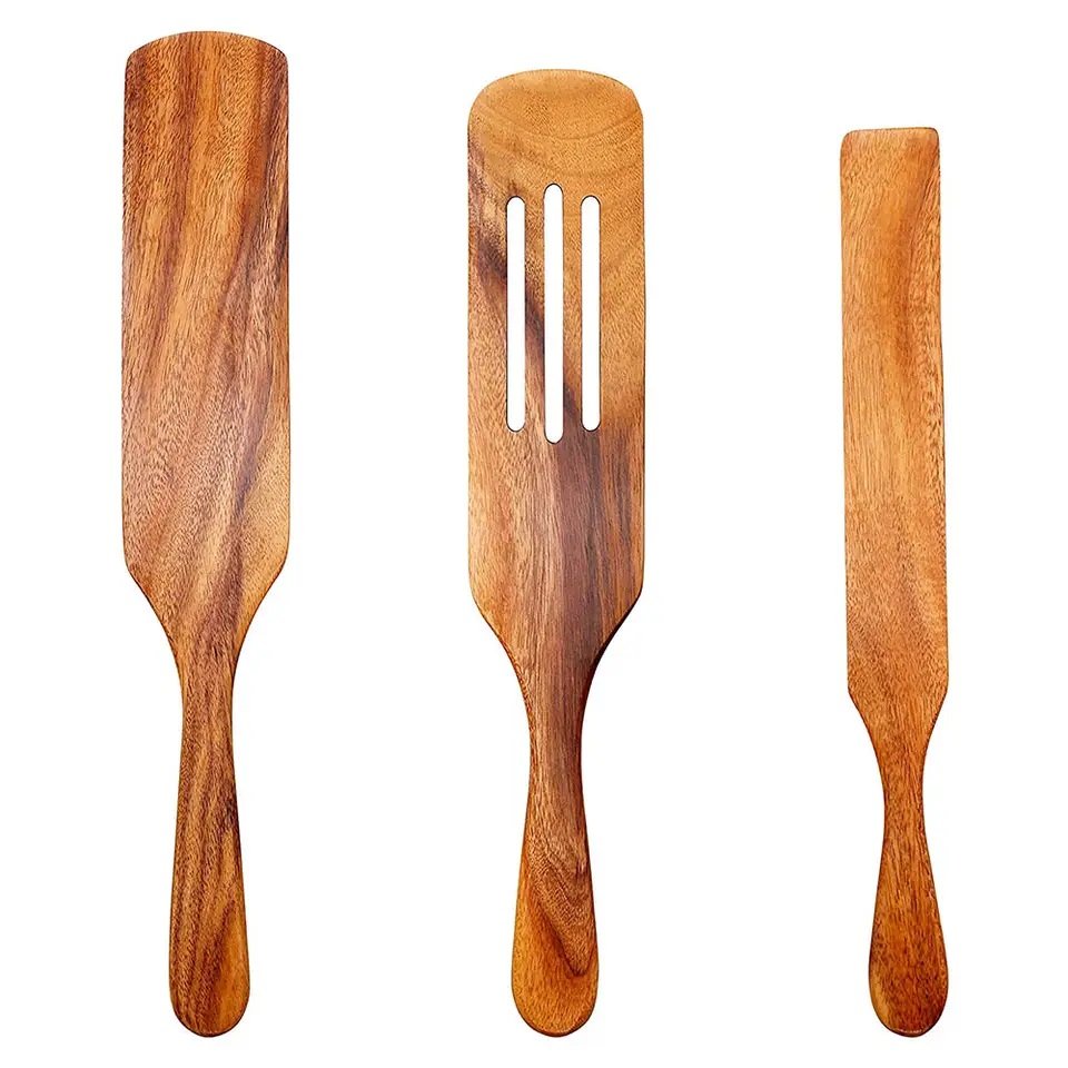 Metier New Arrival Factory Sale Wooden Kitchen Utensils 4 Piece Set Spatula Utensil Sets Natural Teak Wood Kitchen Utensil Set