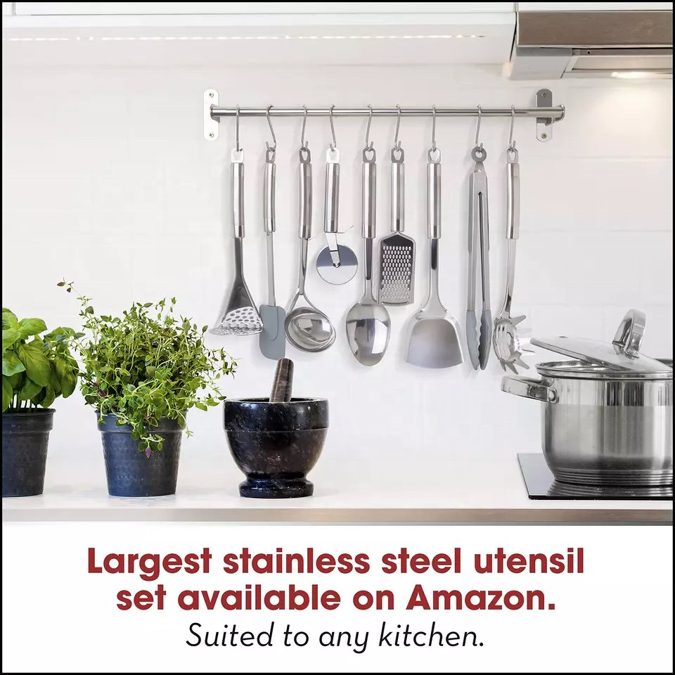 Smart home kitchen accessories cooking tools stainless steel kitchen utensils manufacturers 23 pcs set of cooking utensils