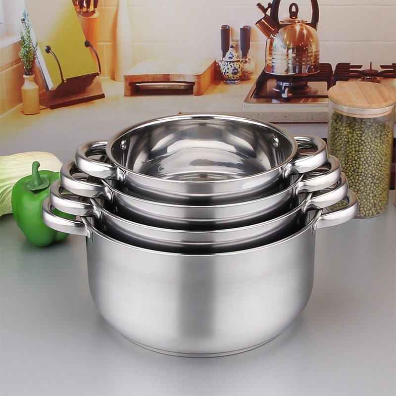 Hot selling 8 PCS stock pot induction casserole camping stainless steel cookware set for the kitchen