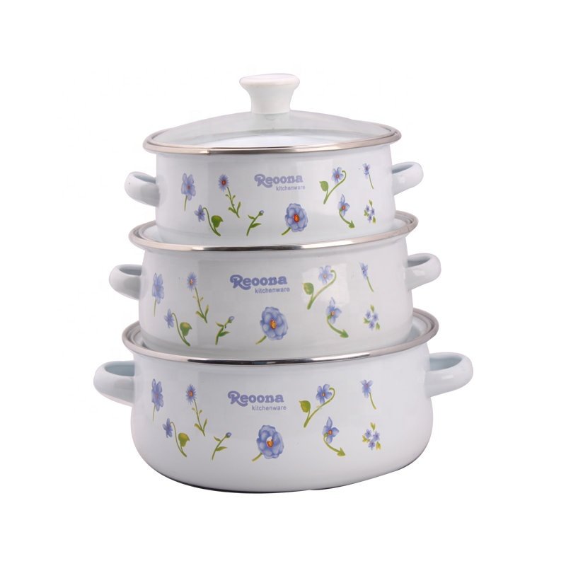 Hot Sale 671D REOONA Enamel Cast Iron Cookware Sets Enamel Casseroles In African Market