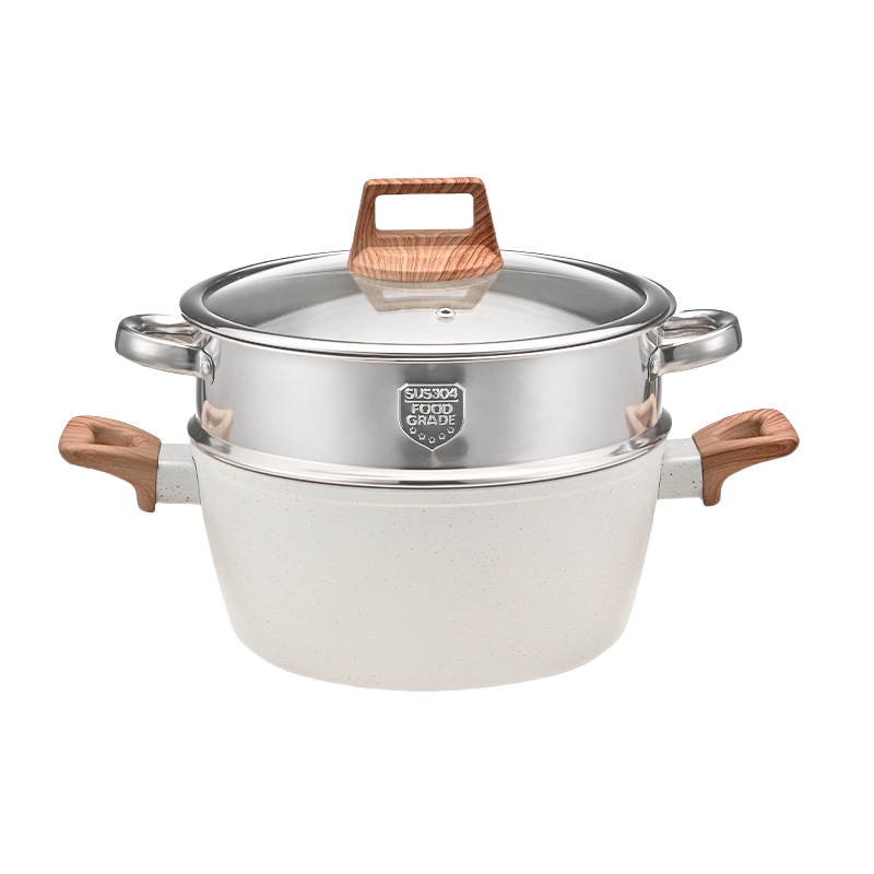 Wooden Handle Kitchen Ware Non Stick Cookware Set Cooking, 12 pieces Aluminum Cookware Pots and Pans Set
