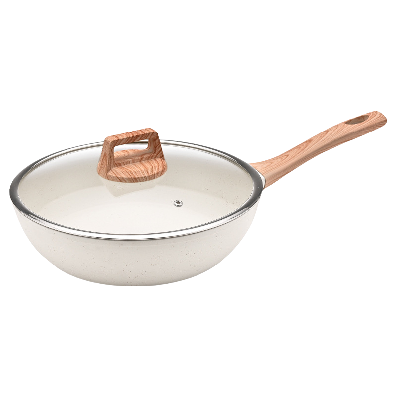 Wooden Handle Kitchen Ware Non Stick Cookware Set Cooking, 12 pieces Aluminum Cookware Pots and Pans Set